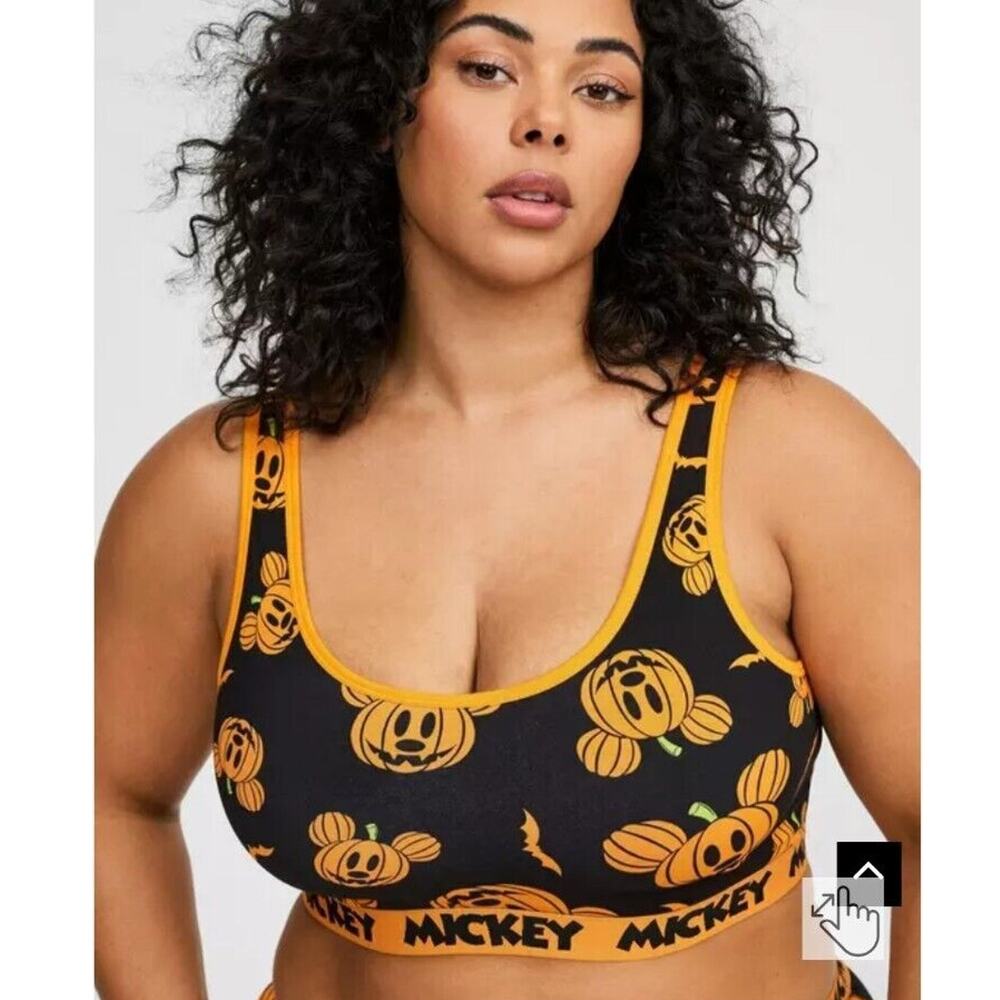 Torrid Disney Pumpkin Mickey Print Scoop Neck Bralette 3 3X Plus Halloween NWT